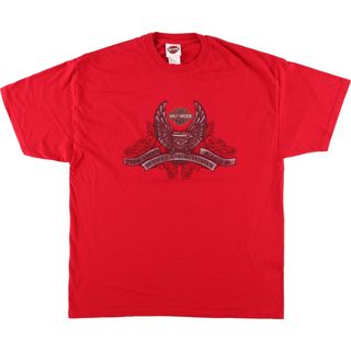 ハーレーダビッドソン(Harley Davidson)の古着 ハーレーダビッドソン Harley-Davidson 両面プリント モーターサイクル バイクTシャツ USA製 メンズXL /eaa367503(Tシャツ/カットソー(半袖/袖なし))