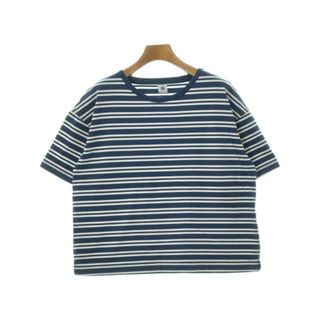 プチバトー(PETIT BATEAU)のPETIT BATEAU Tシャツ・カットソー L 白x紺(ボーダー) 【古着】【中古】(カットソー(半袖/袖なし))