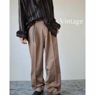 アートヴィンテージ(ART VINTAGE)の【vintage】2タック ワイド チノパン スラックス ダブル レトロ W33(スラックス)