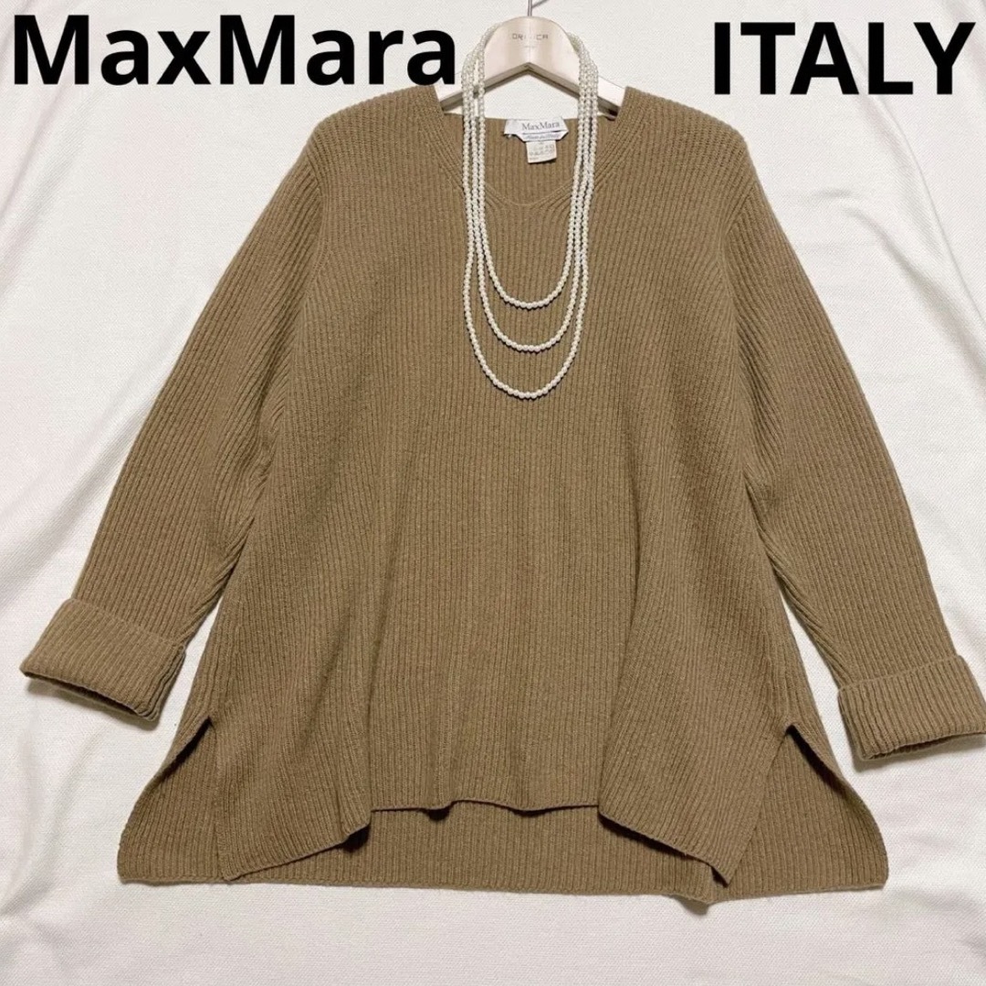 Max Mara　白タグ　イタリア製　Vネック　アンゴラ　ニット　チュニック