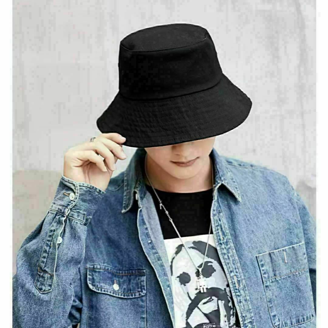 バケットハット 帽子 大きめ 韓国 オルチャン ユニセックス 男女兼用 黒 XL メンズの帽子(ハット)の商品写真