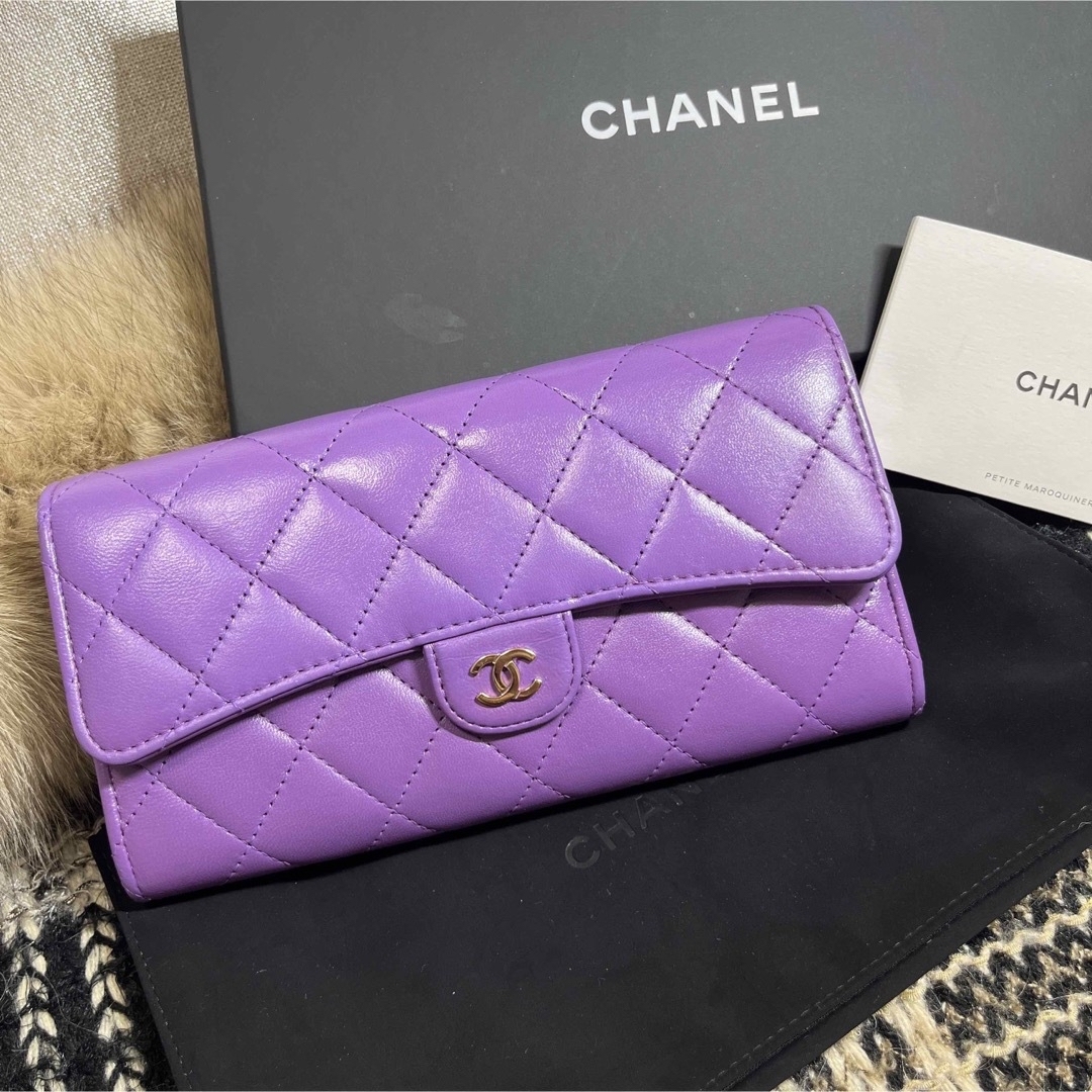 超美品★即完売♡CHANEL ラムスキン　マトラッセ★クラシックフラップ　長財布レディース