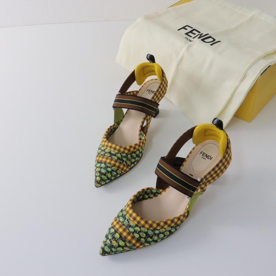 FENDI - フェンディ FENDI コリブリ スリングバック チェックXフラワー