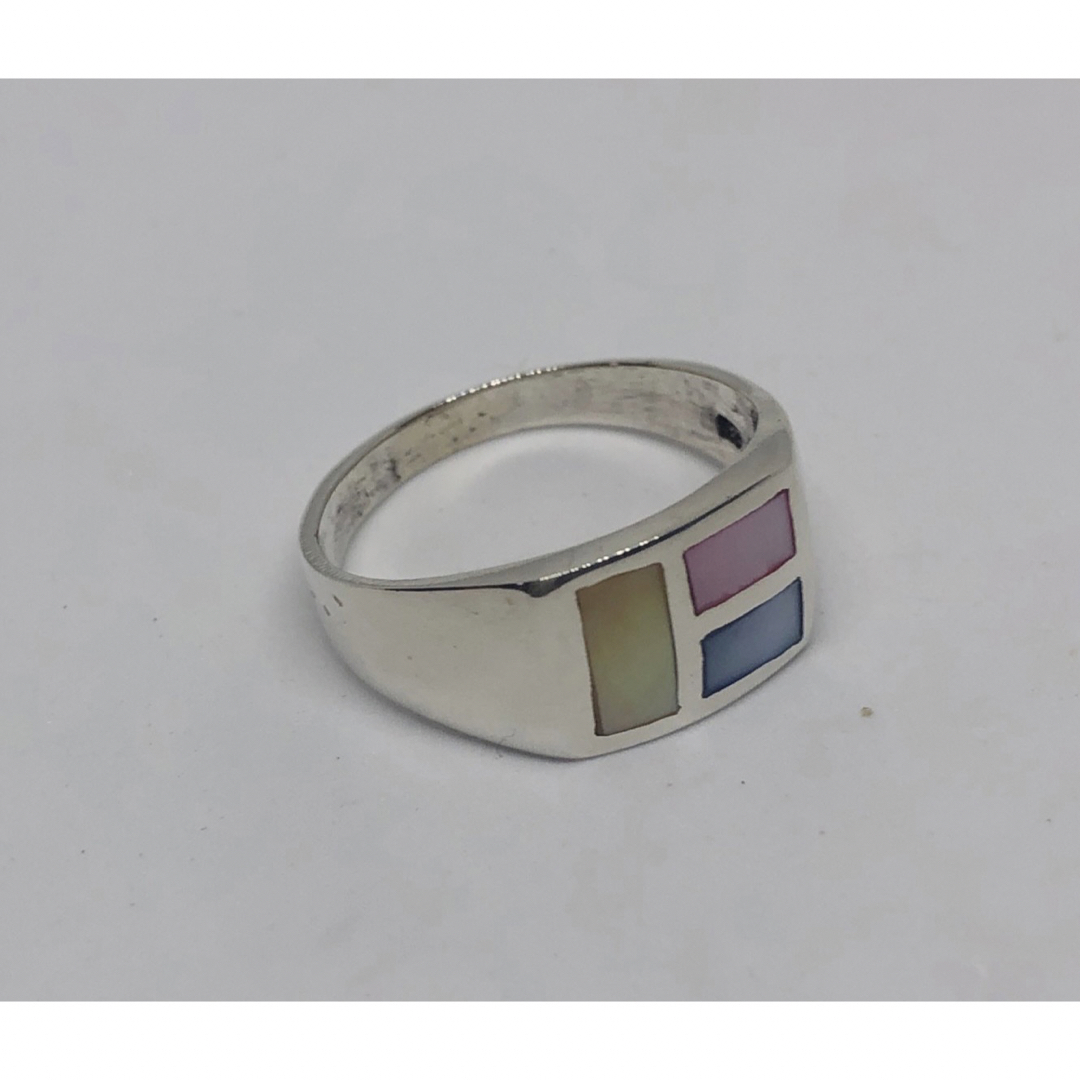 シェルシルバー925リング印台　かわいい指輪SILVERピンクギフトリング　ス2 メンズのアクセサリー(リング(指輪))の商品写真