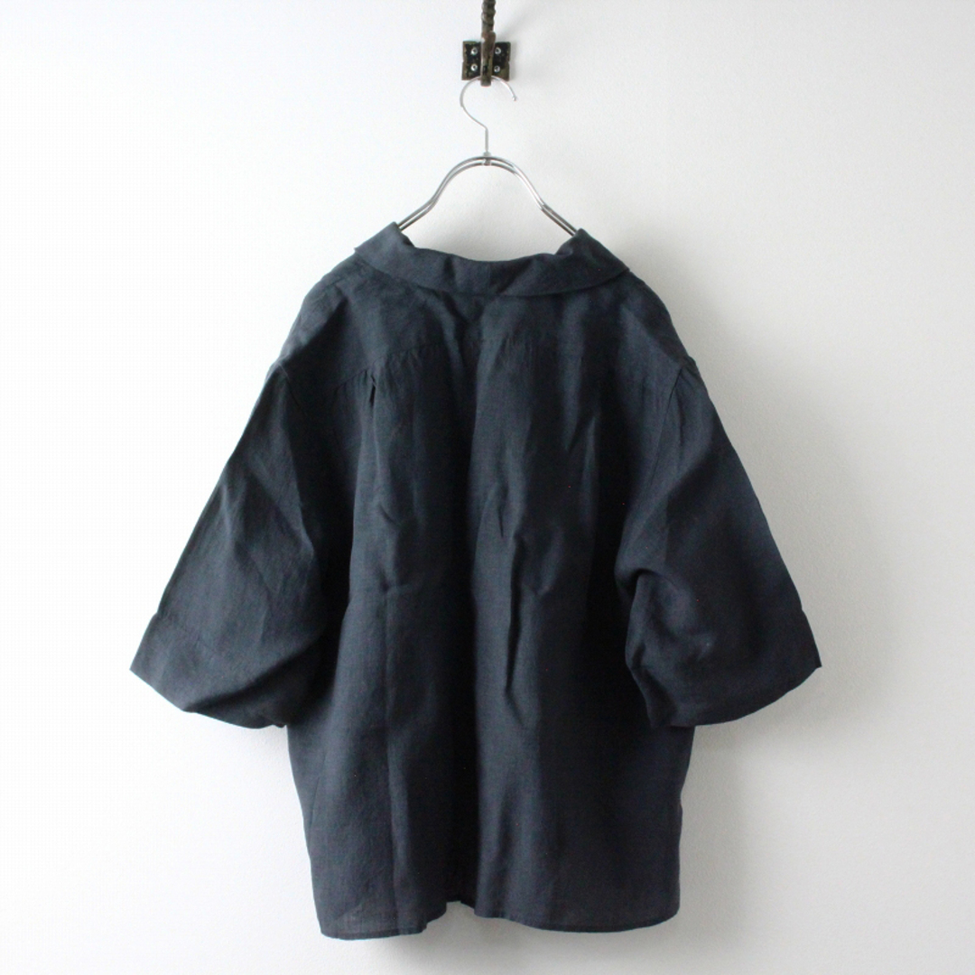 マーガレットハウエル MARGARET HOWELL 2020SS SOFT LINEN ショールカラー ブラウス 1/チャコールグレー トップス リネン【2400013495011】