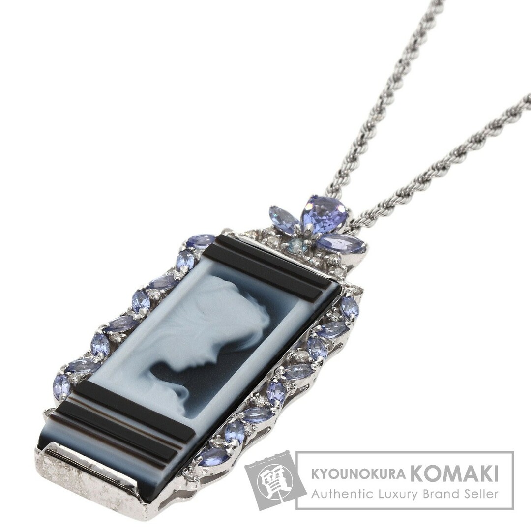 SELECT JEWELRY カメオ カラーストーン ネックレス K18WG レディース