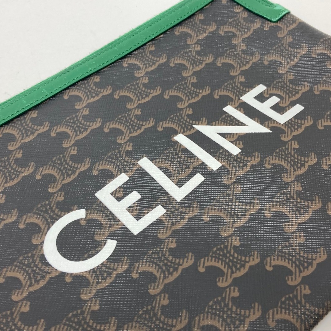 celine(セリーヌ)のセリーヌ CELINE トリオンフ ロゴ ポーチ クラッチバッグ レザー ブラウン メンズのバッグ(セカンドバッグ/クラッチバッグ)の商品写真