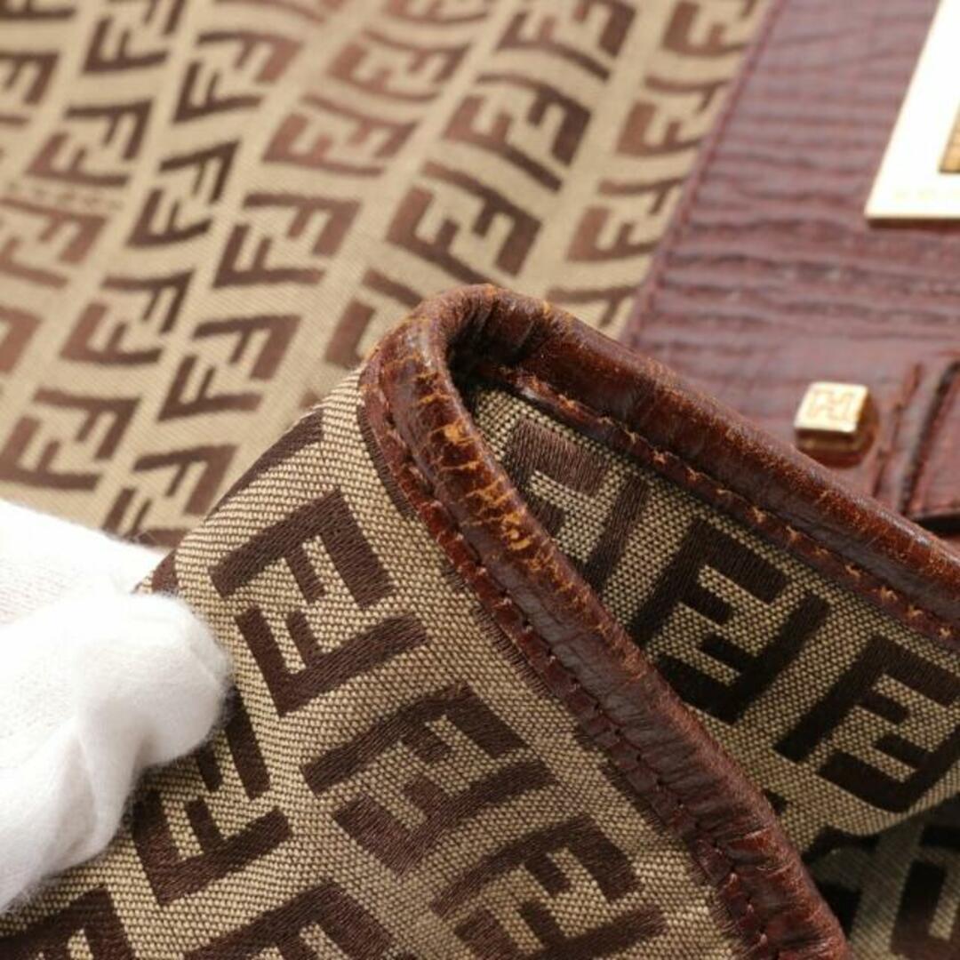 FENDI ズッキーノ　キャンバス　レザー ベージュ　ハンドバッグ　トート