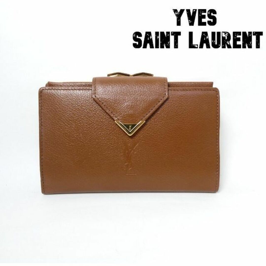 イヴサンローラン　折り財布　レザー　がま口　YSL ブラック