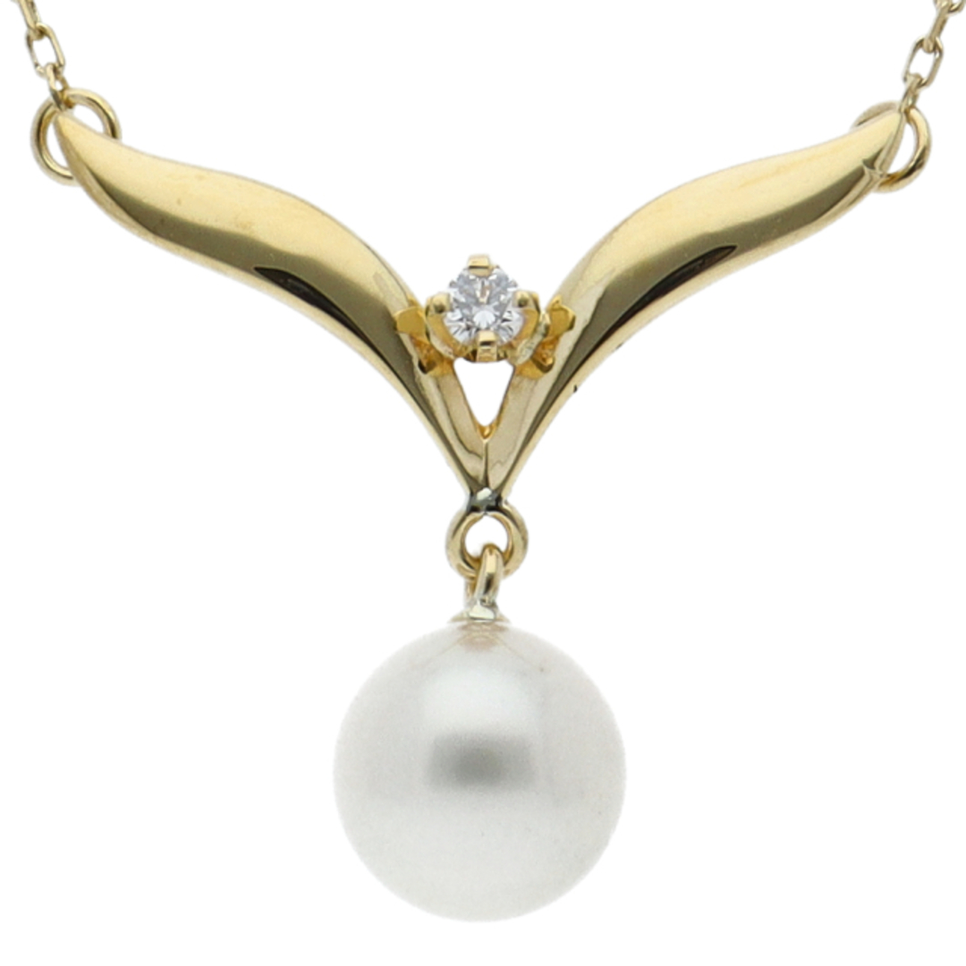 MIKIMOTO - ミキモト パールダイヤネックレス P:約7.0mm(ヘッド(cm):縦