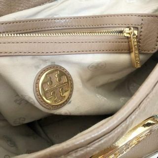 TORY BURCH トリーバーチ ショルダーバッグ - ベージュ系xエンジ系