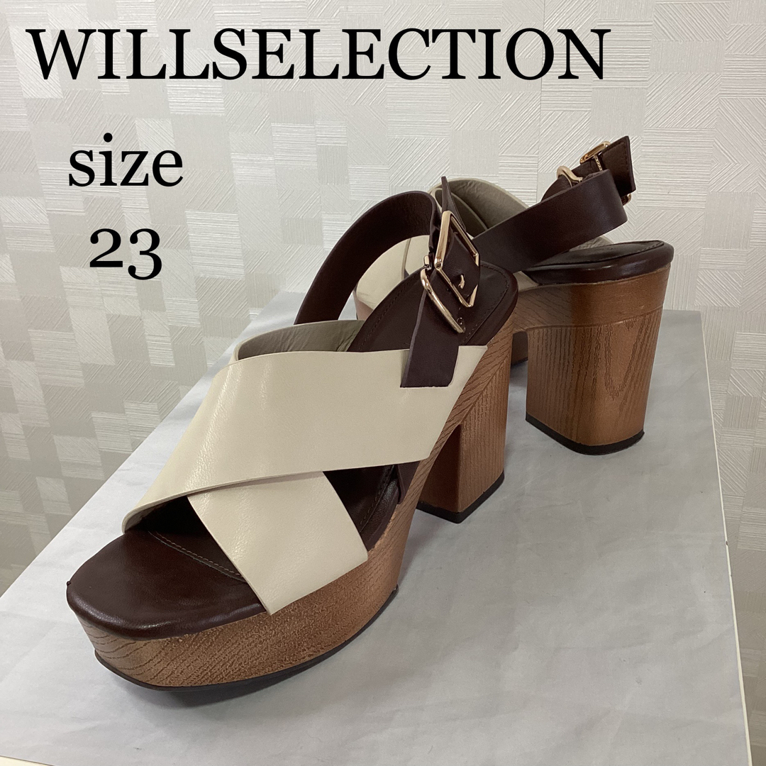 WILLSELECTION(ウィルセレクション)のウィルセレクション　バイカラー　太ヒールサンダル レディースの靴/シューズ(サンダル)の商品写真