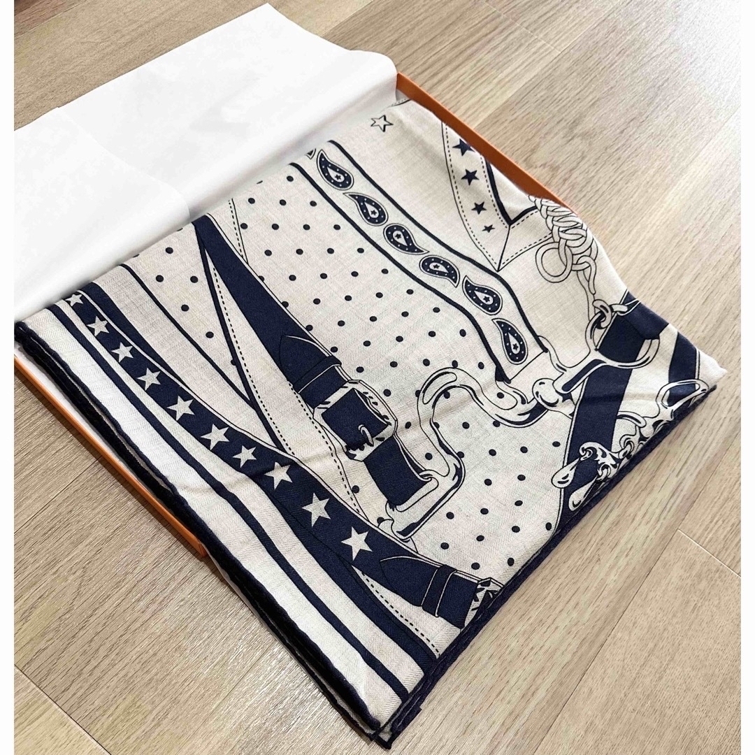 エルメス HERMES バンダナ ショール カシミヤシルク140 ナチュラル