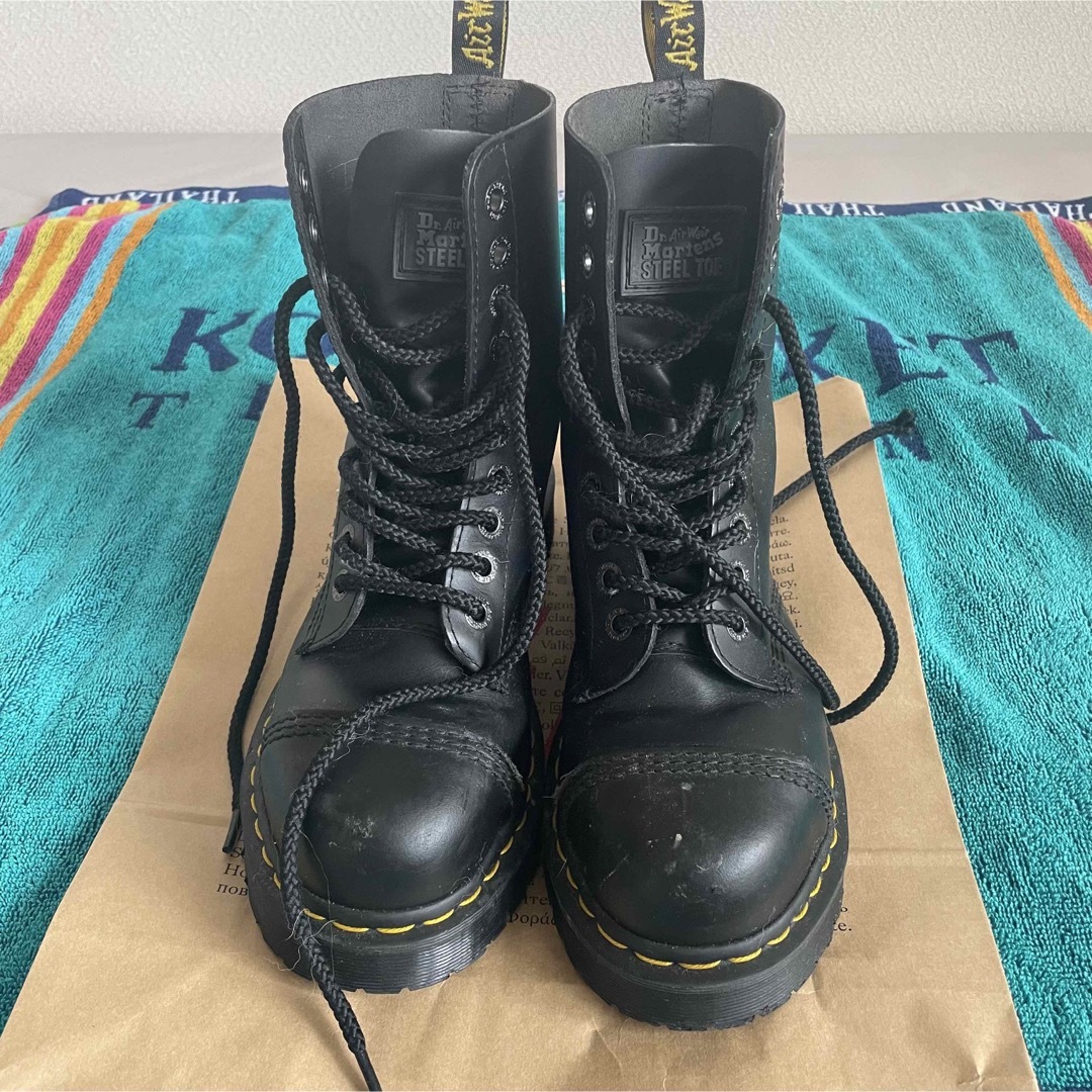 無地生産国ドクターマーチン Dr.Martens スチールトゥ 10ホールブーツ 英国製 UK3 レディース21.5cm /saa008729