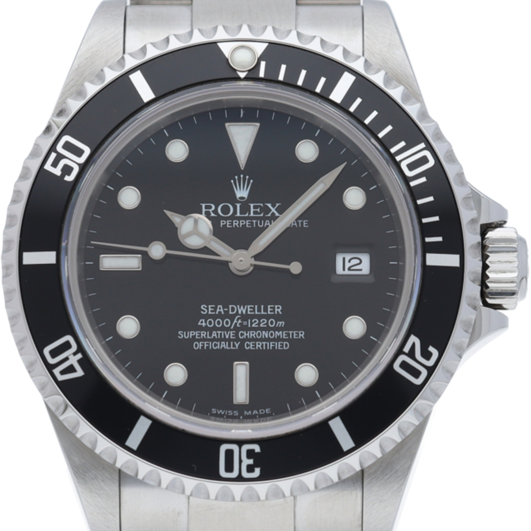 ロレックス シードゥエラー Sea-Dweller 16600(F) 保証書 替エクステンションコマ(L) SS メンズ時計 ブラック 仕上げ済 2004年 美品