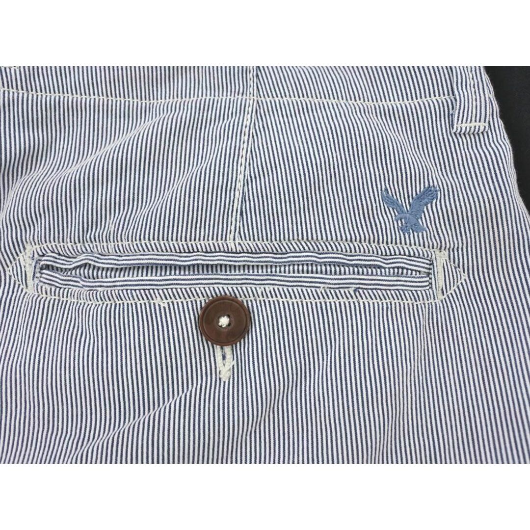 American Eagle(アメリカンイーグル)のAMERICAN EAGLE アメリカンイーグル ストライプ ハーフ パンツ size32/白ｘ青 ■◆ メンズ メンズのパンツ(ショートパンツ)の商品写真