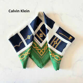 カルバンクライン(Calvin Klein)の【美品】Calvin Klein カルバンクライン 大判スカーフ シルクスカーフ(バンダナ/スカーフ)
