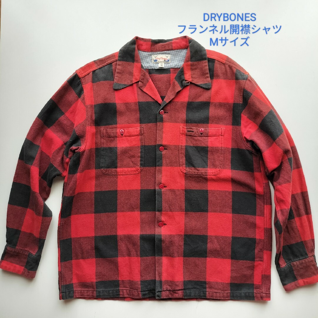 ウエストライドDRYBONES★フランネルチェック開襟シャツ★USED★M★ドライボーンズ