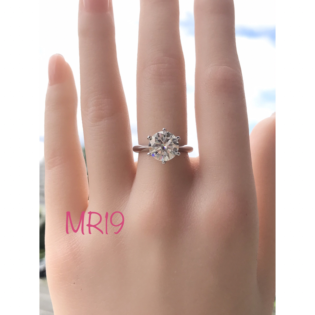 MR19／ 10号 3ct 3カラット 9㎜ モアサナイト リング 925