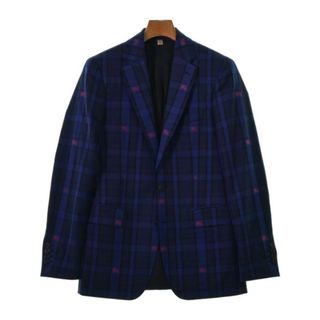 バーバリー(BURBERRY)のBURBERRY テーラードジャケット 44(S位) 紺x黒x赤(チェック) 【古着】【中古】(テーラードジャケット)