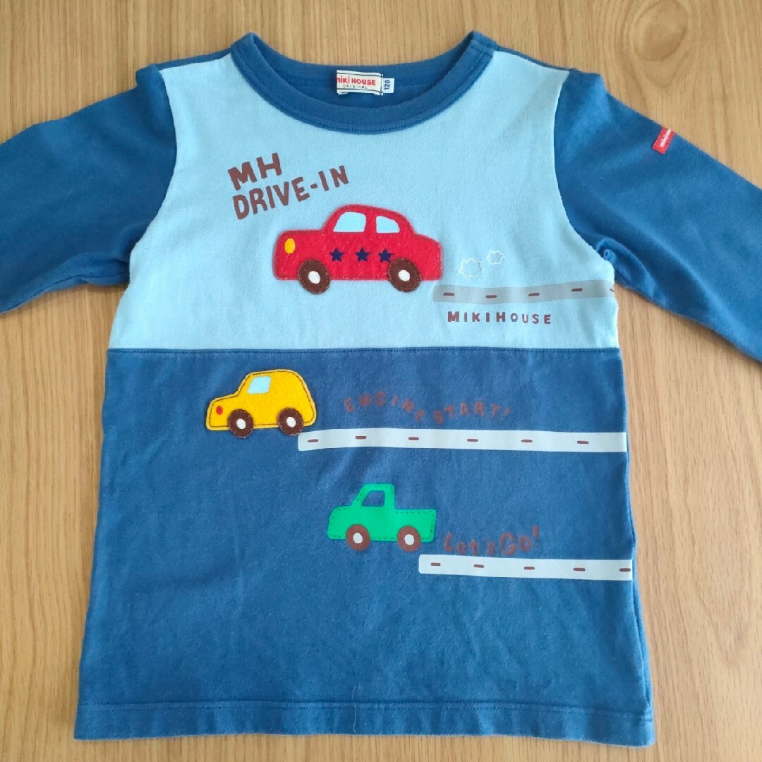 ミキハウス ロンT Tシャツ　車　アップリケ