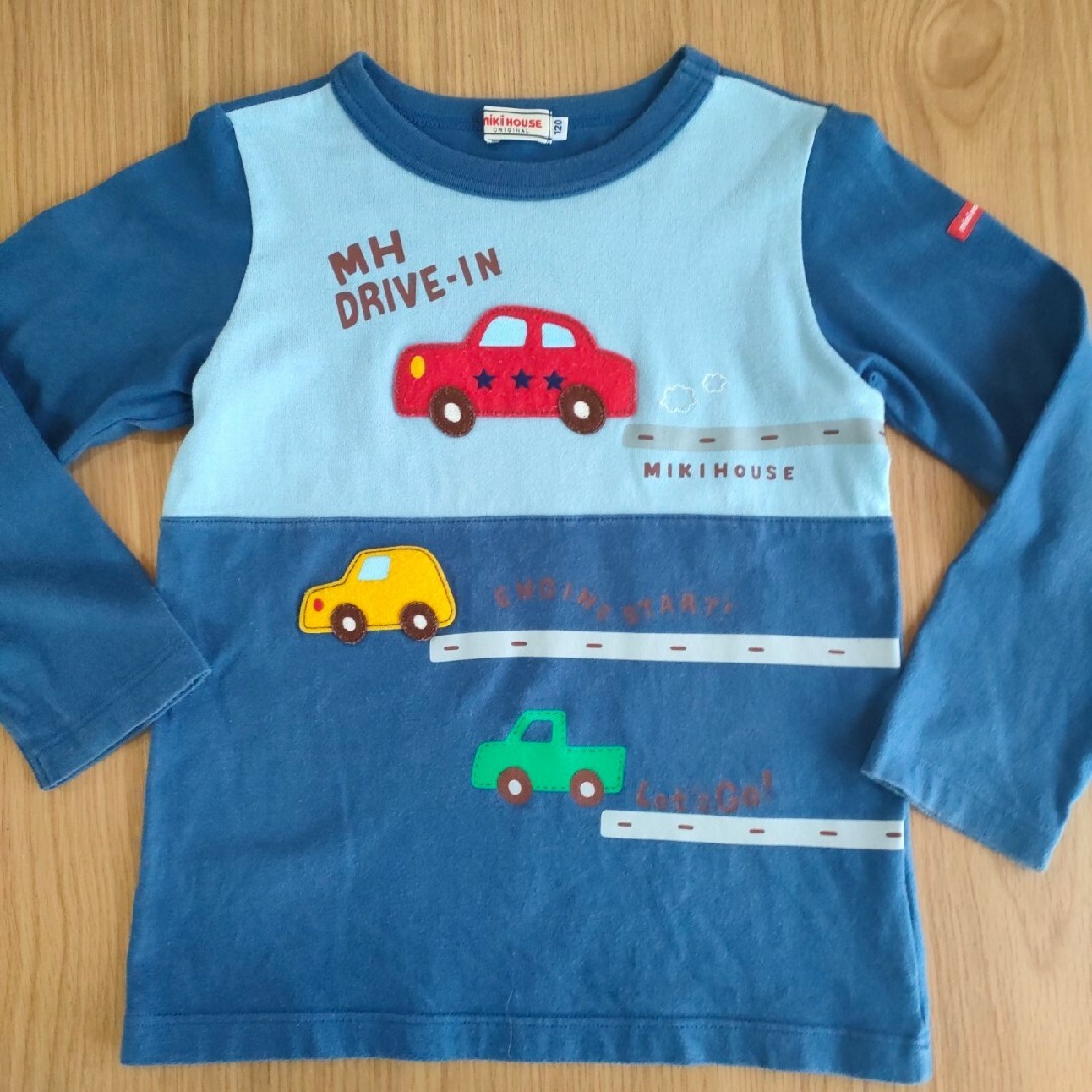 ミキハウス ロンT Tシャツ　車　アップリケ