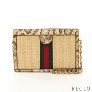 グッチ(Gucci)のオフィディア スモール チェーンショルダーバッグ レザー アイボリー オフホワイト マルチカラー パイソン型押し(ショルダーバッグ)