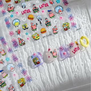 ネイルシール ネイルステッカー ぷっくり 3Dネイル スポンジボブ♡C