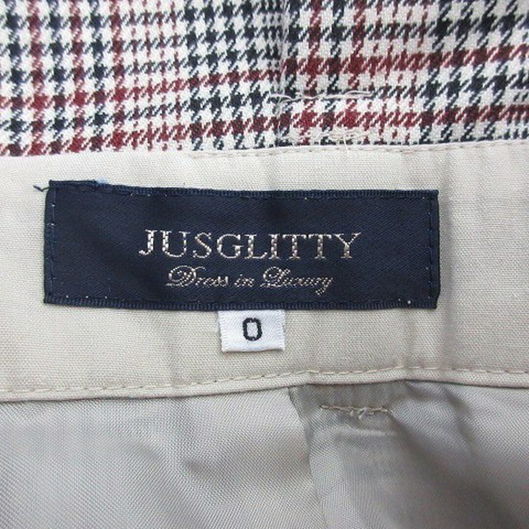 JUSGLITTY(ジャスグリッティー)のジャスグリッティー スカート タイト ひざ丈 ベルト チェック 0 ベージュ 黒 レディースのスカート(ひざ丈スカート)の商品写真