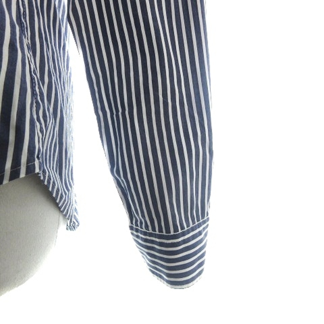 PROFILE(プロフィール)のプロフィール シャツ ステンカラー 長袖 コットン ストライプ 38 青 白 レディースのトップス(シャツ/ブラウス(長袖/七分))の商品写真