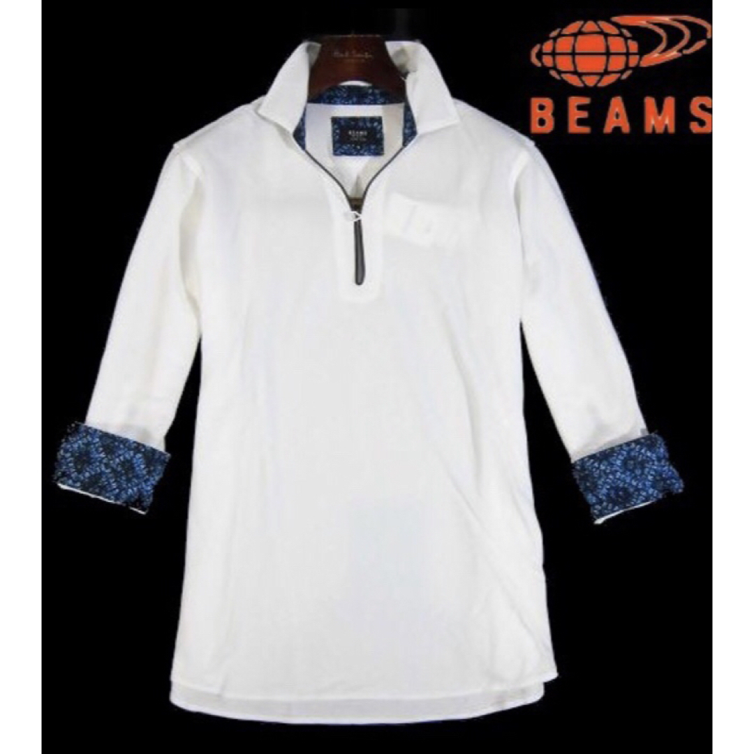 【BEAMS/ビームス】七分袖カットソー プルオーバーシャツ 切替デザイン・XL