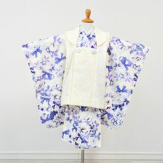 KAGURA ブランド 七五三 レース 被布 着物 フルセット 白 紫 【瑠璃】(和服/着物)