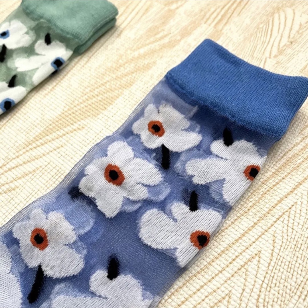 marimekko(マリメッコ)のマリメッコ marimekko　靴下　2足組　シアー　シースルーソックス　新品 レディースのレッグウェア(ソックス)の商品写真