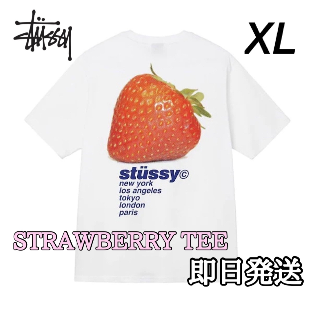 stussy ステューシー メンズ レディース Tシャツ 半袖 いちご 白 XL