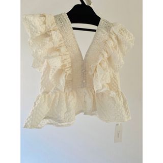 neam FRILLGIRLYBLOUSE  creamﾆｰﾑ ﾌﾘﾙﾌﾞﾗｳｽ(シャツ/ブラウス(半袖/袖なし))