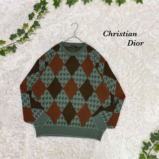 クリスチャンディオール(Christian Dior)のDior ディオール　セーター　総柄　柄ニット　バイカラー　高級　肉厚　レトロ(ニット/セーター)