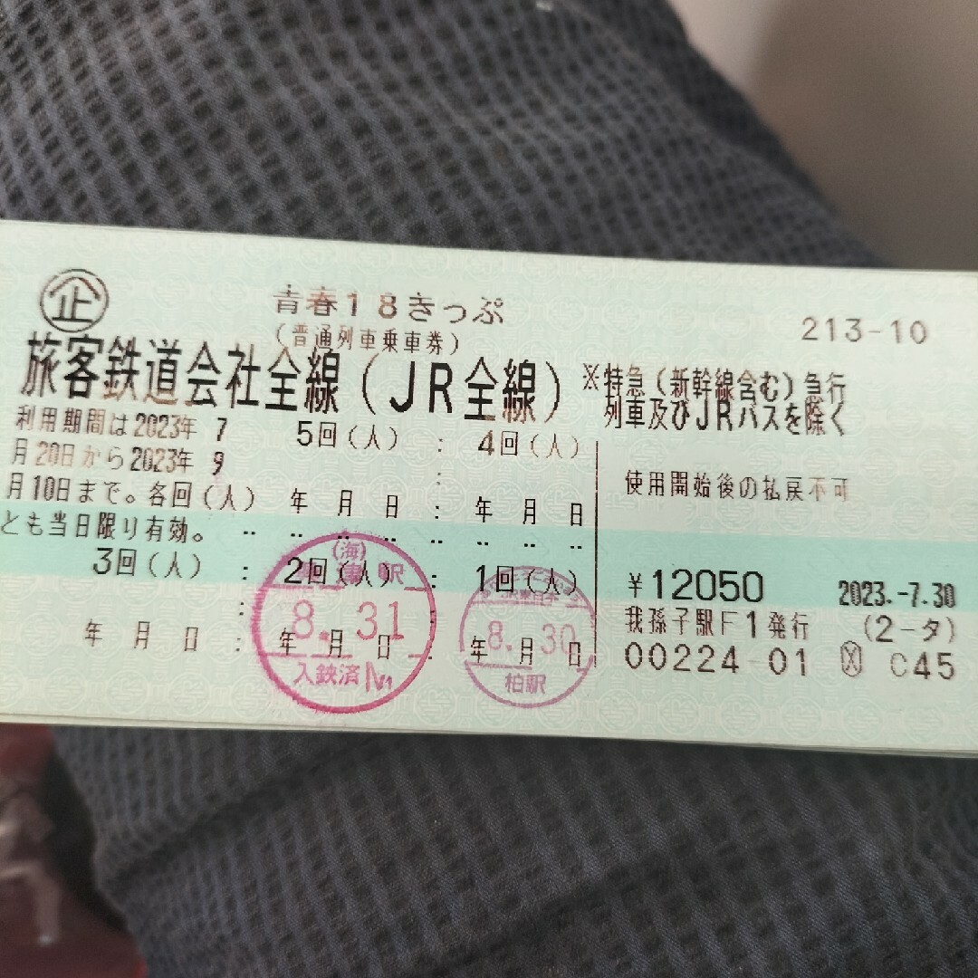 青春18きっぷ 残り3回 - 鉄道乗車券