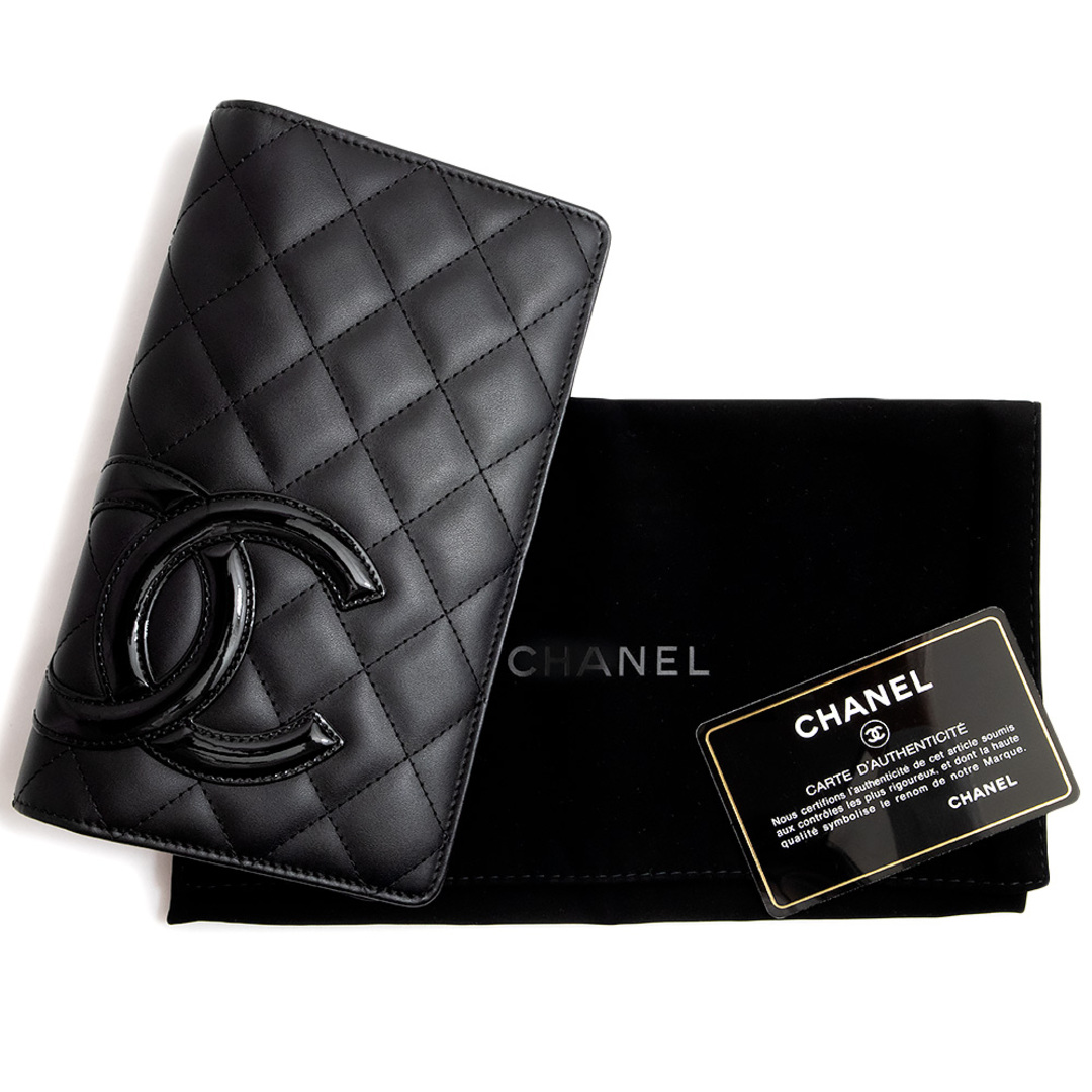 CHANEL カンボンライン　長財布　財布　黒　ピンク