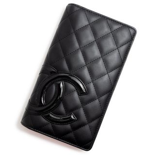 CHANEL 店舗購入 長財布 キルティング レザー 黒 ピンク