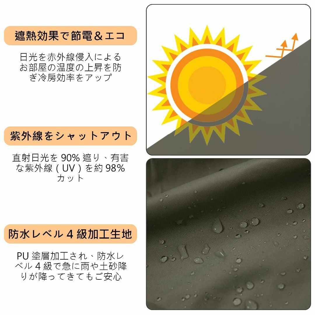 MORIFUKU サンシェード 日除けシェード 雨よけ UVカット 耐久性 洗濯 5