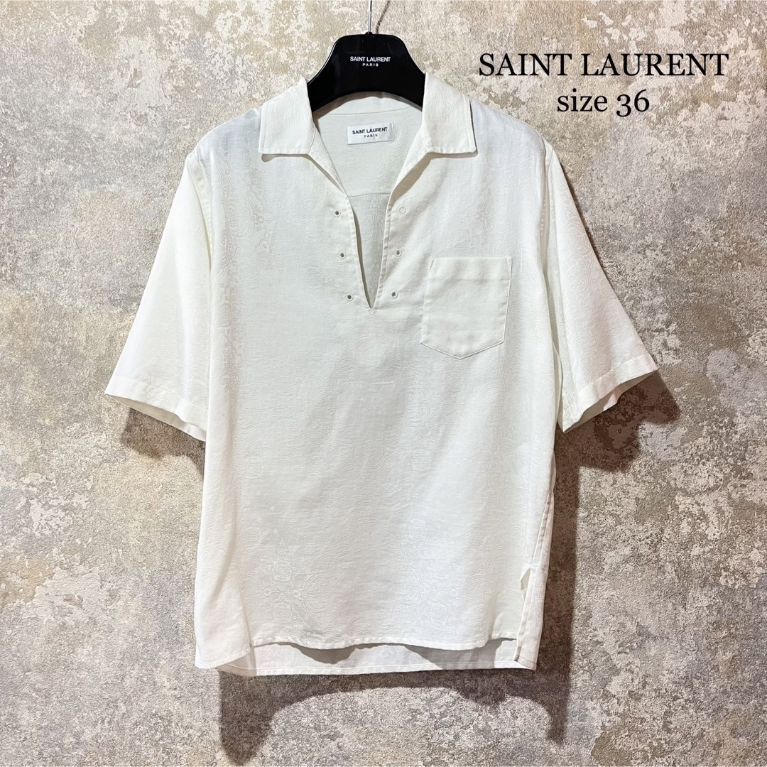 フランス製 SAINT LAURENT サンローラン 総柄スキッパーシャツSAINTLAURENT