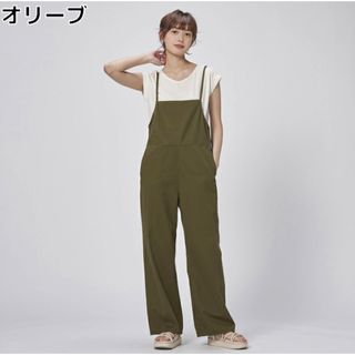 リー(Lee)の美品！　LEE サロペット　オリーブ　L (サロペット/オーバーオール)