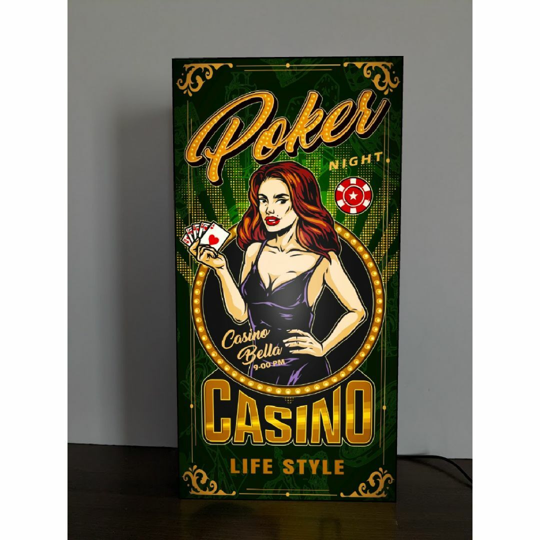 【Lサイズ】ポーカー カジノ カードゲーム 照明 看板 置物 雑貨 ライトBOX エンタメ/ホビーのテーブルゲーム/ホビー(トランプ/UNO)の商品写真