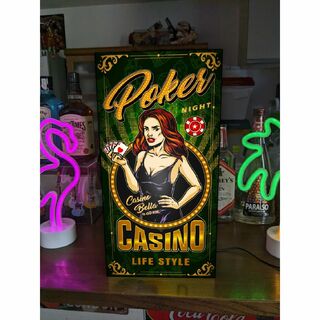 【Lサイズ】ポーカー カジノ カードゲーム 照明 看板 置物 雑貨 ライトBOX(トランプ/UNO)