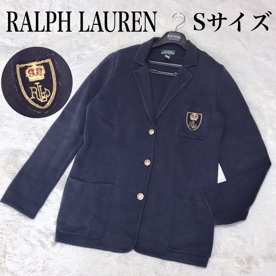 美品 RALPH LAUREN 紺ブレ 金ボタン ワッペン 3B ジャケット-