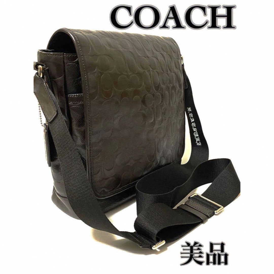 極美品★ コーチ メンズ COACH  レザー ショルダーバッグ