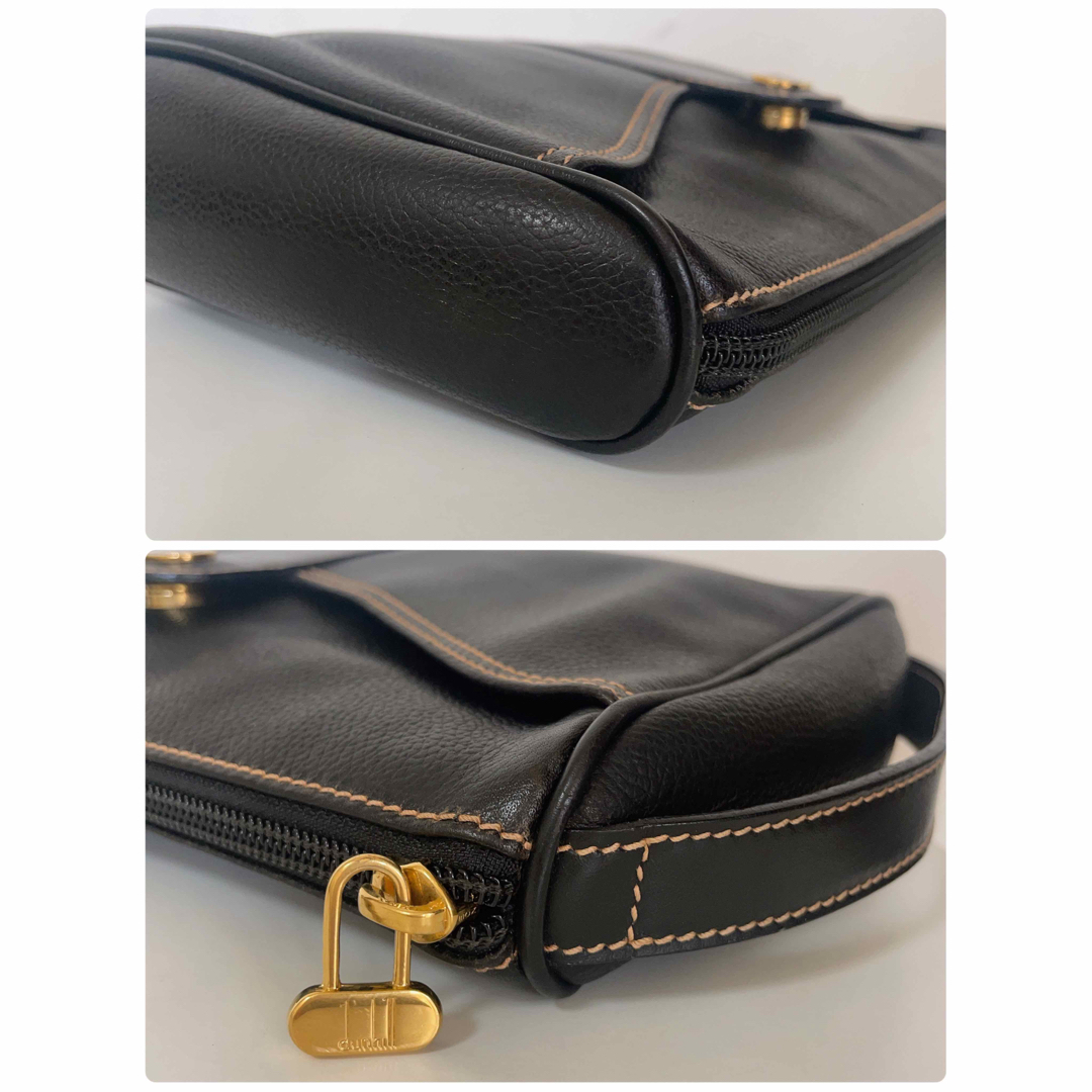 Dunhill(ダンヒル)の人気　ダンヒル　クラッチ　セカンドバッグ　ゴールド金具　レザー　黒　ブラック メンズのバッグ(セカンドバッグ/クラッチバッグ)の商品写真