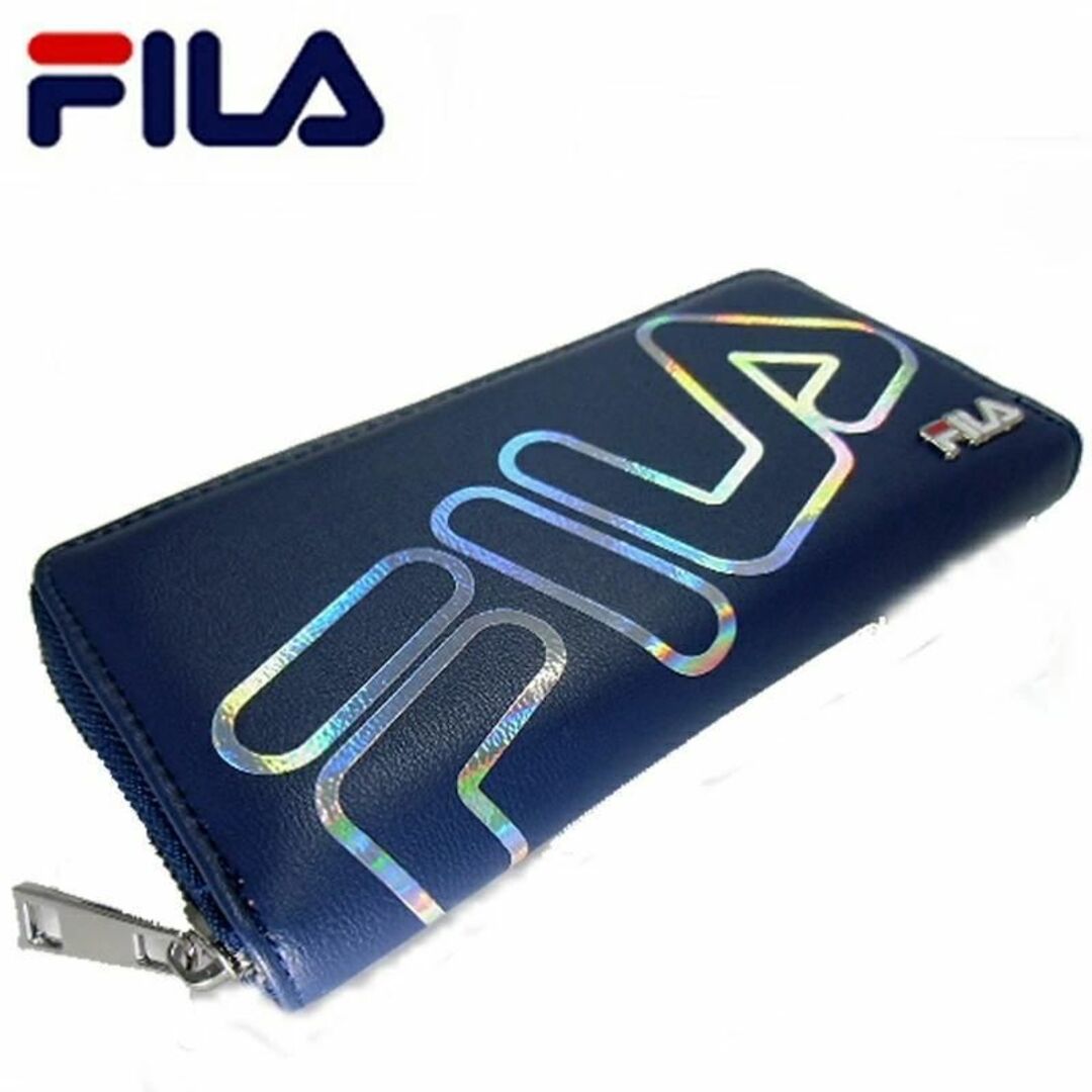 FILA(フィラ)の【新品】FILA　ラウンドファスナー長財布　ビッグロゴ オーロラ　ネイビー レディースのファッション小物(財布)の商品写真