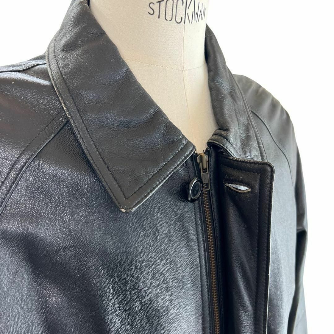 希少 90s Vintage TRENDY 羊革 レザー カーコート 3L 黒 - レザー