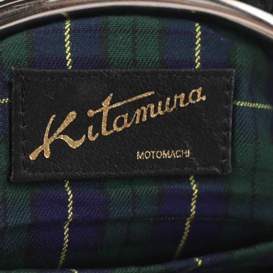 キタムラ ミニバッグ レザー がま口ポーチ 内チェック ハンドバッグ ブランド 鞄 カバン 黒 レディース ブラック Kitamura 3